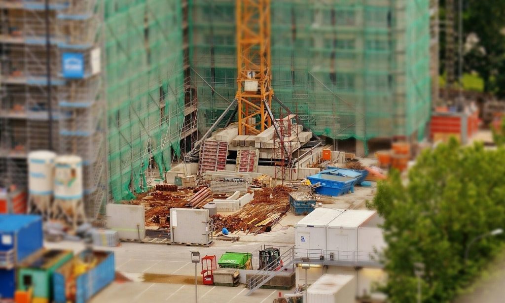 Construction site with blurred area surrounding the site